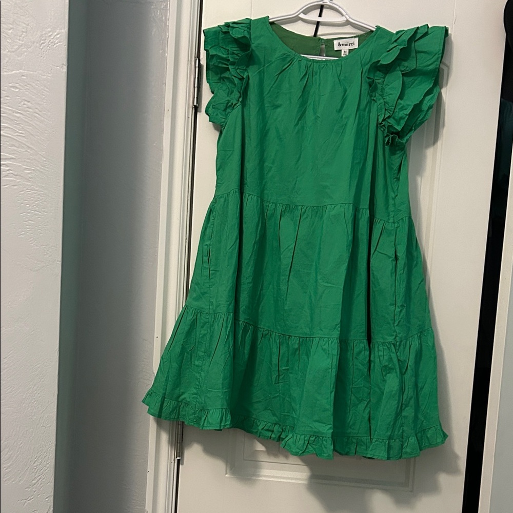 Charming Green Ruffle Dress by Bonnie Jean